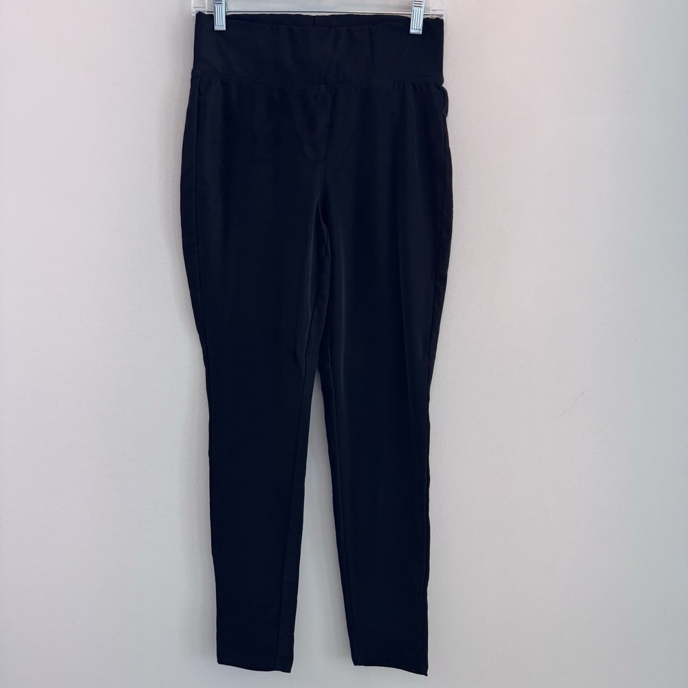 Buckle Black Faux Leather Leggings Women M High Rise Pull On Skinny